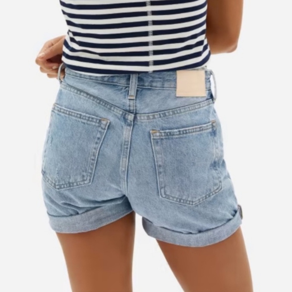 EVERLANE The Denim Shorts Organic Cotton Distressed Size 25 Raw Hem Festival
